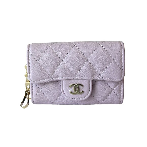 Chanel CC Caviar Quilted Classic 4 Key Holder Wallet Light Purple - Picture 1 of 2